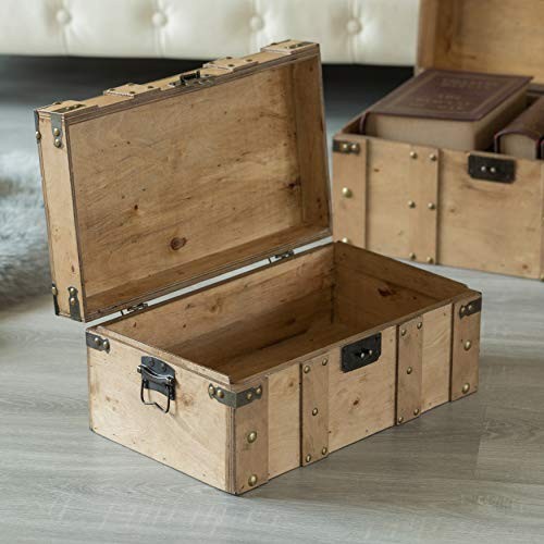 Natural Wooden Style Trunk with Handles Large
