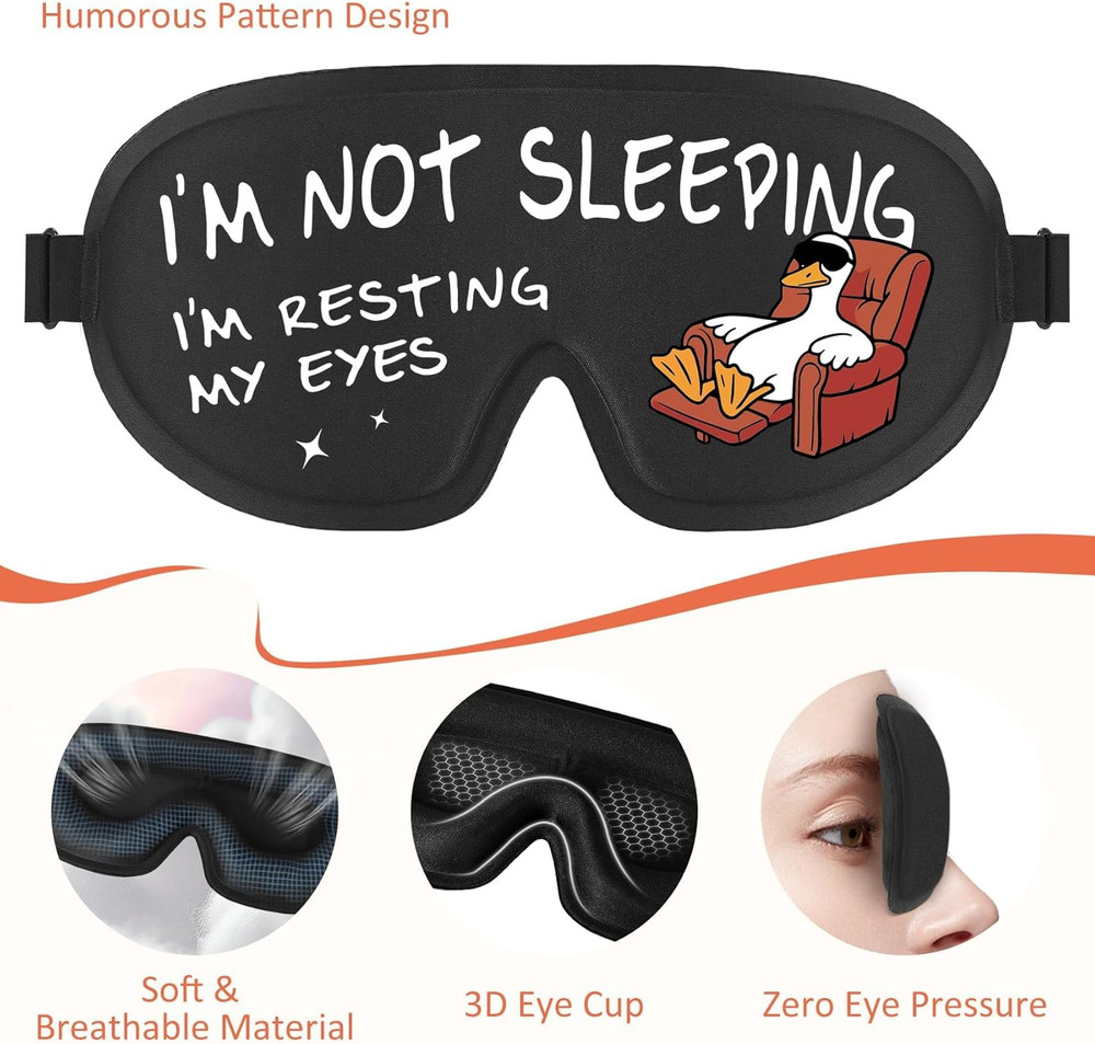 Funny 3D Zero Pressure Sleep Eye Mask for Men Women Side Sleeper, Adjustable