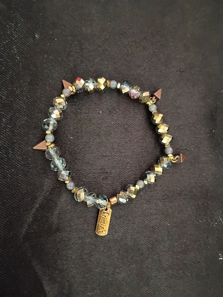 ERIMISH Silver/Gold Crystal Bead Stretch Bracelet