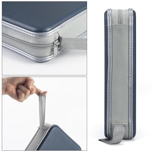 CD Case Hard Plastic CD Holder Protective DVD Disc 96 Capacity Dark Blue