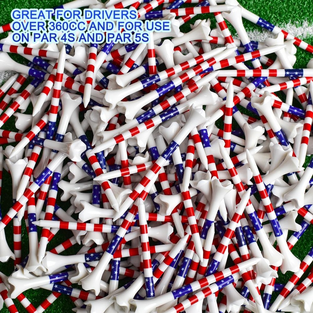 Golf Tees Professional Plastic 3-1/4" - 100 White & Blue & Red