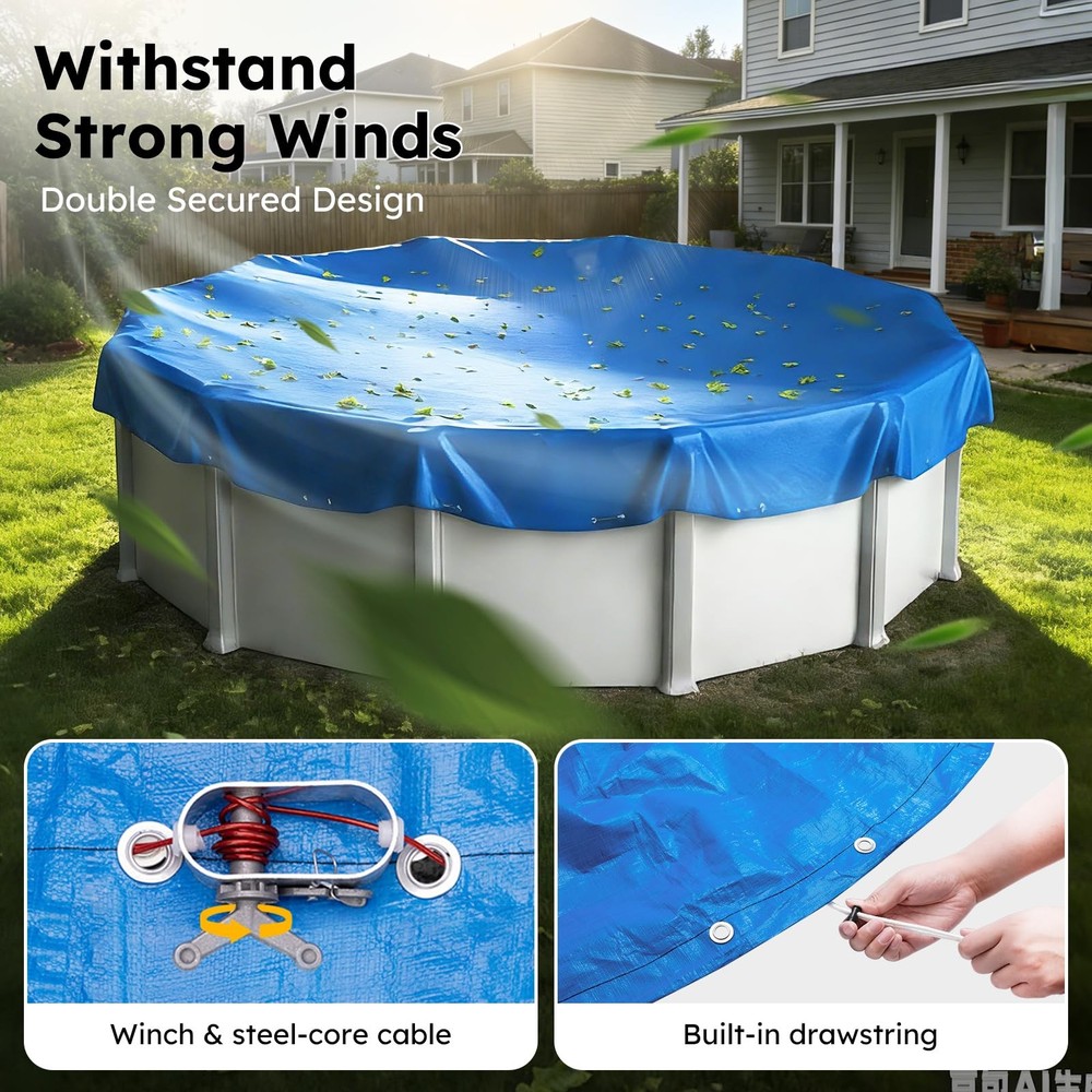 MR. COVER 15 FT Pool Covers for Above Ground Pools, 185G Extra Thick Durable ...