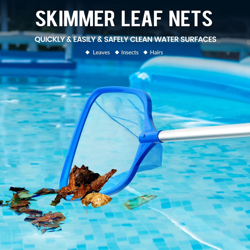 Premium Pool Skimmer Net with Adjustable Poles for Easy Leaf Removal