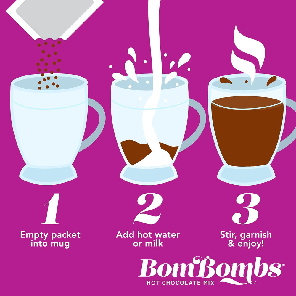 Bombombs Hot Chocolate Mix Gift Set in Mini Cup Packaging, Flavors Include Doubl