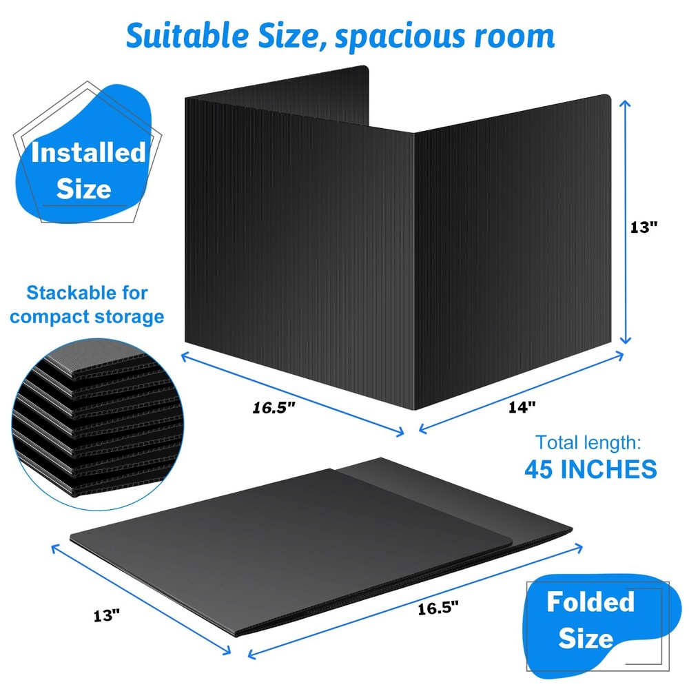 Black 24Pack Desk Dividers for Students, Waterproof Durable Plastic Study Car...