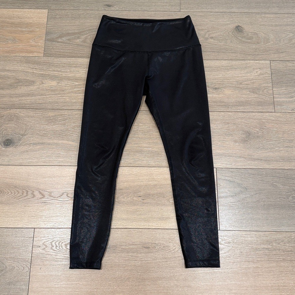 BEYOND YOGA Black Pearlized High Waisted Midi Active Workout Legging Size Medium
