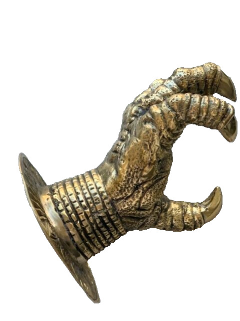 Large Claw wall hook door handle 7 “ solid hollow aged 18 cm heavy brass pull