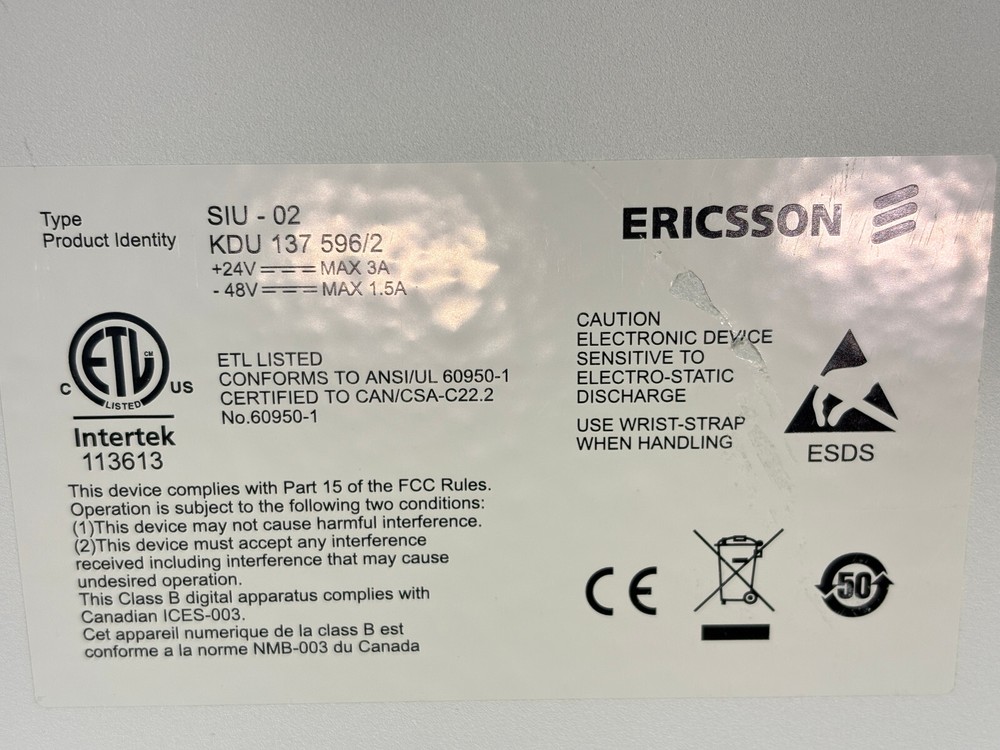 PRE OWNED | Ericsson SIU-02 / KDU 137 596 EthernCustomize Network Switch - White