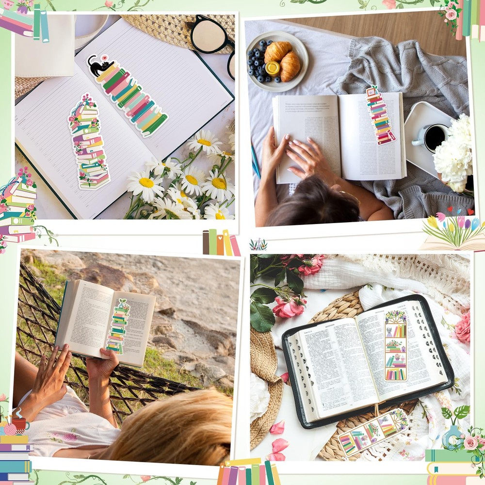 150 Pieces Book Tracker Bookmarks Bulk Bookshelf Design Double-Sided Reading ...