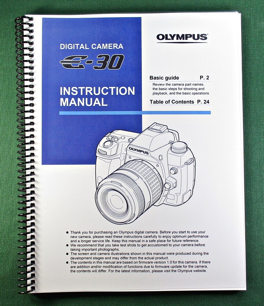 Olympus E-30 Instruction Manual: 156 Pages & Protective Covers!