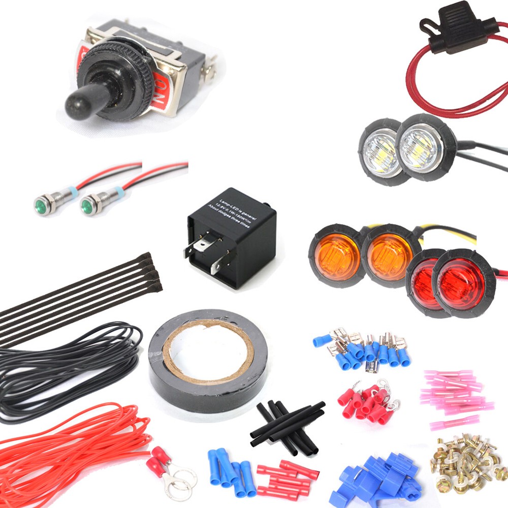 ATV UTV SXS Toggle Switch LEDs Blinker Turn Signal Kit W/1-1/4" LED Lights