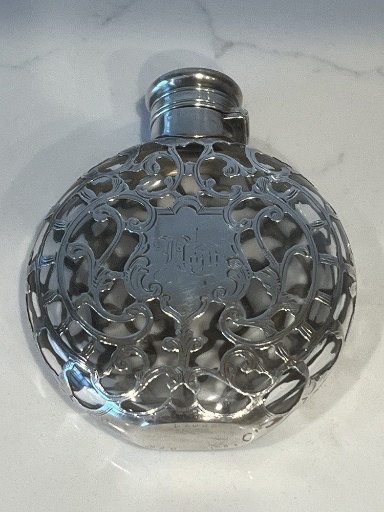 Gorham Sterling SILVER OVERLAY PERFUME FLASK