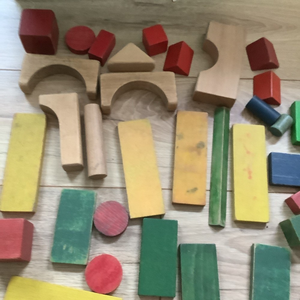 Vintage Wooden Stacking building Bricks