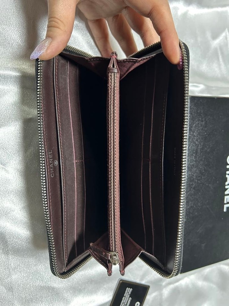 CHANEL Black Quilted Long Wallet