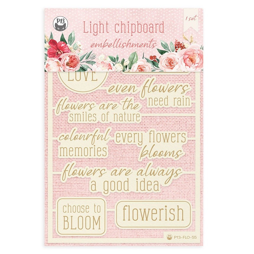 Flowerish Light Chipboard Embellishments 4"x6" 10/Pkg