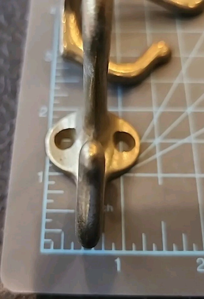 Pair Antique Metal Plain Tip Double Coat Hat Hook - gwSS