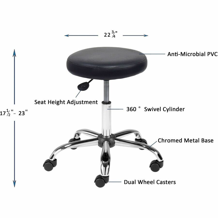 Lorell Round Stool - 250 Lb Load Capacity - Black (LLR69513)
