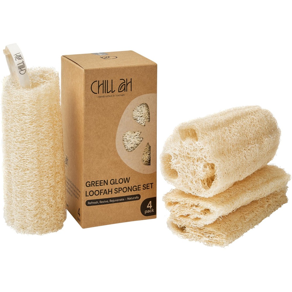 Loofah Sponge Set, 2-Pack 100% Plant-Based Dye-Free Biodegradable Scratch-Free