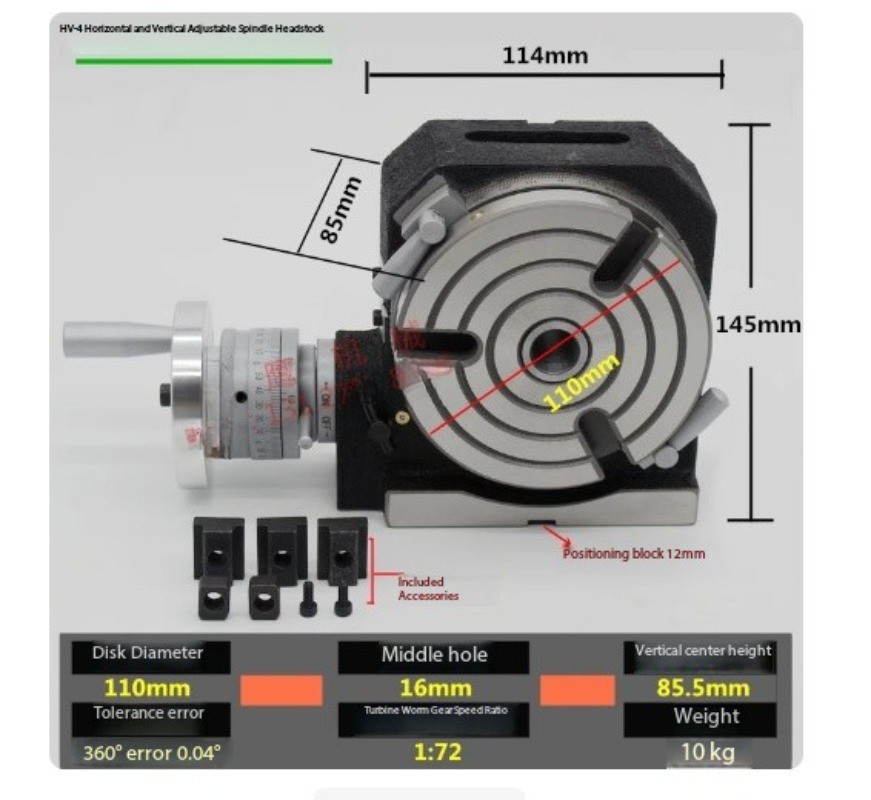 Rotary Table Horizontal/Vertical Rotary Table Suitable for Milling Machines