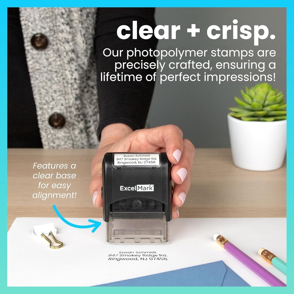 Custom Stamp Small Clear & Crisp Impressions Personalized Self-Inking Rubber