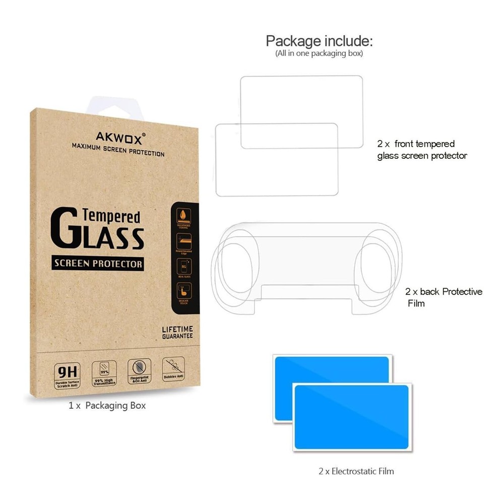 AKWOX 2 Front+2 Back Covers Screen Protectors For PSV 2000 front and back