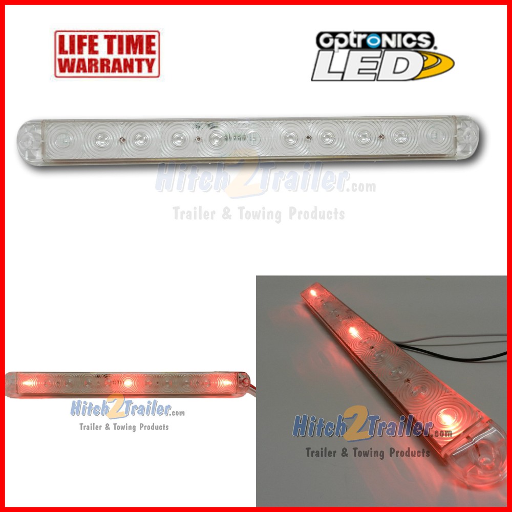 1- LED ID BAR Light CLEAR / RED 3-Diode trailer Submersible, Marine Waterproof