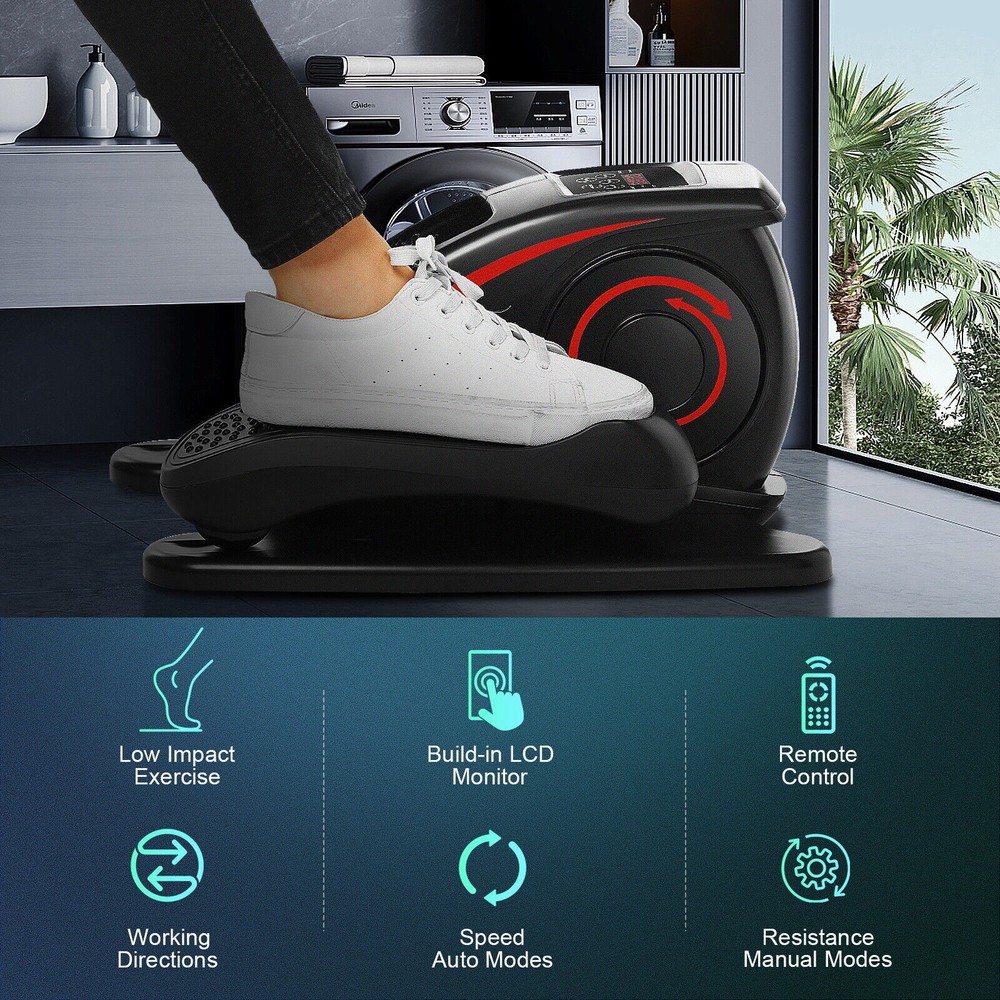 Under Desk Elliptical Mini Elliptical Trainer w/ Display Leg Exercise Equipment