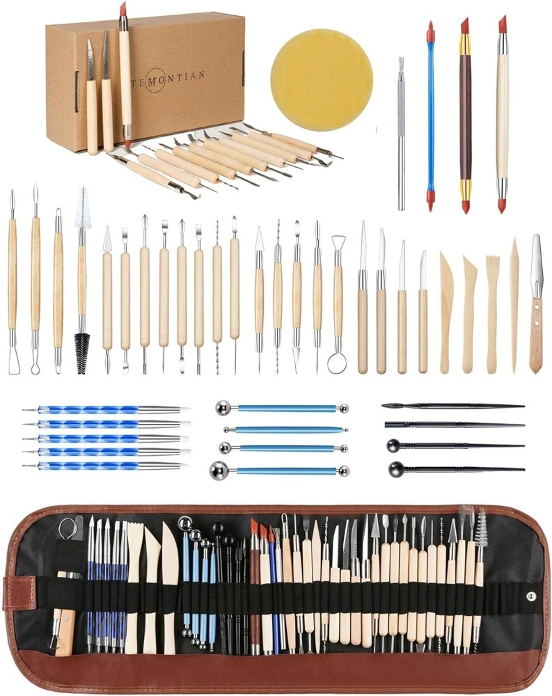 44-Piece Pottery Tools Set with Carrying Case