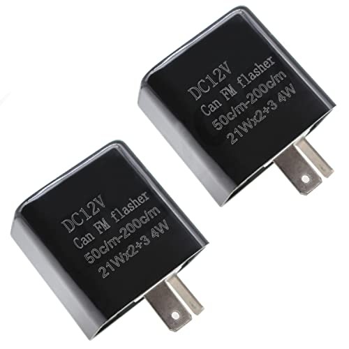 12V 2Pin Flasher Relay Speed Adjustable Indicators LED Light Flasher Black-2pcs