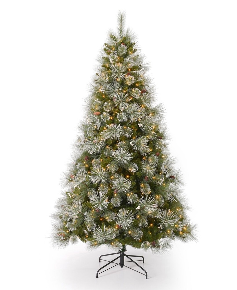 6ft Pre-Lit Glistening Mountain Pine Christmas Tree - LED Lights, Easy Setup