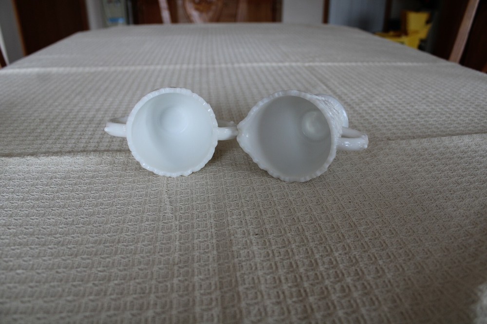 Westmoreland Vintage Creamer & Sugar Bowl Raised Maple Leaf Pattern