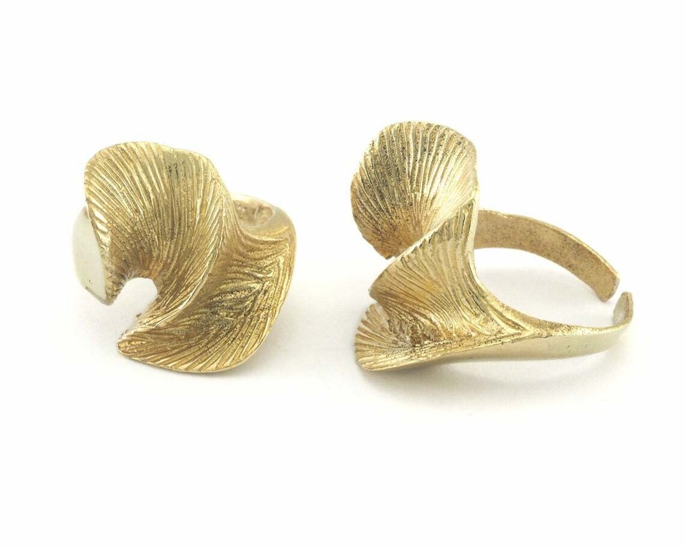 Leaf Ring Adjustable Blank Raw brass 4014