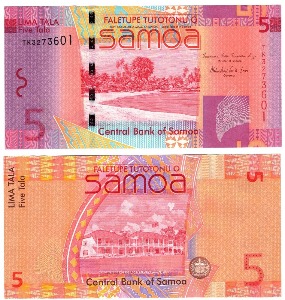 2012 Samoa P38b 5 Tala Banknote  UNC
