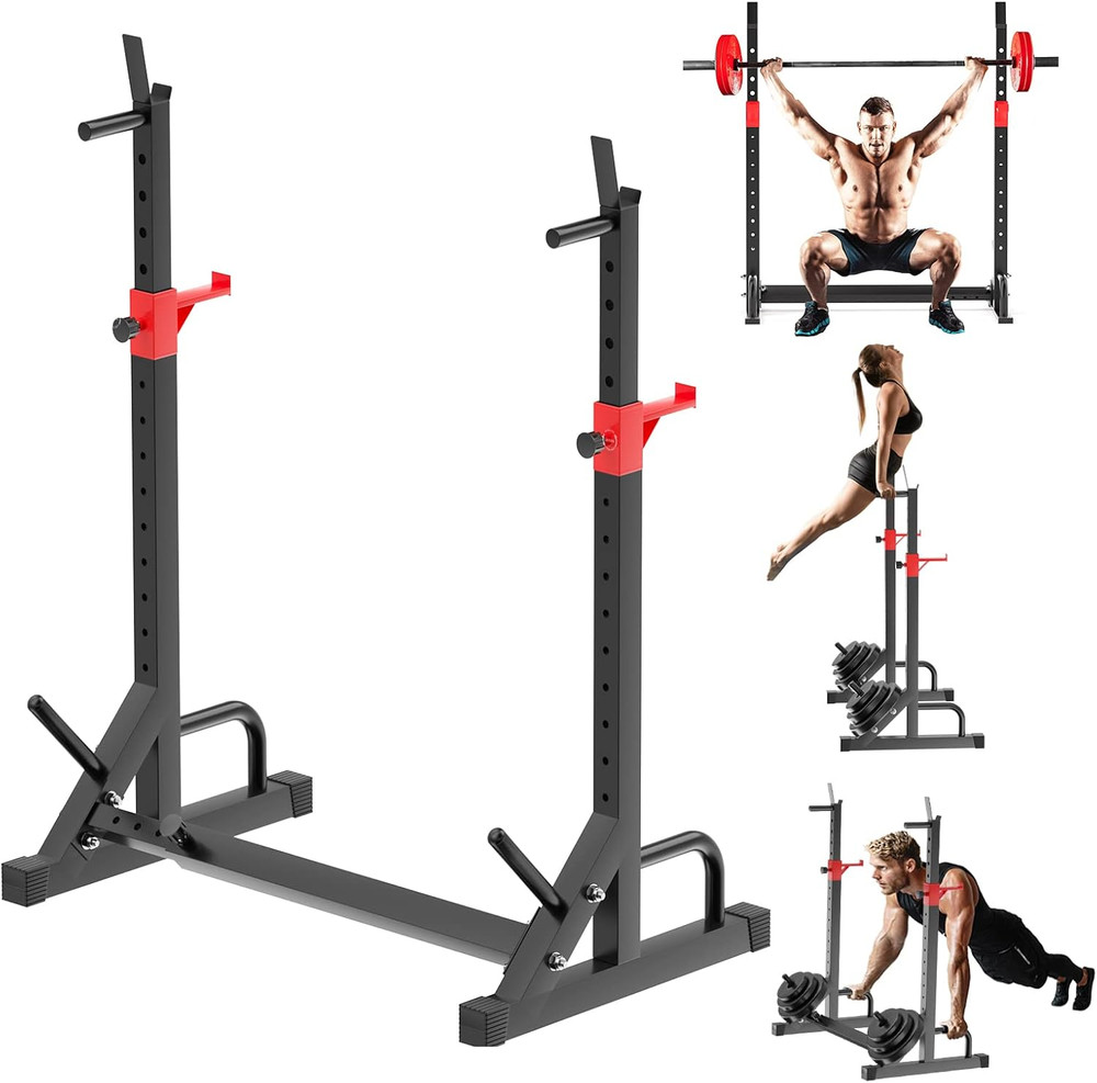 Adjustable Squat Rack, Barbell Rack, Bench Press 550 LBS Max Load Multi-Function