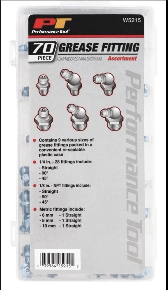 Performance Tools W5215 70 Piece Grease Fitting Assortment