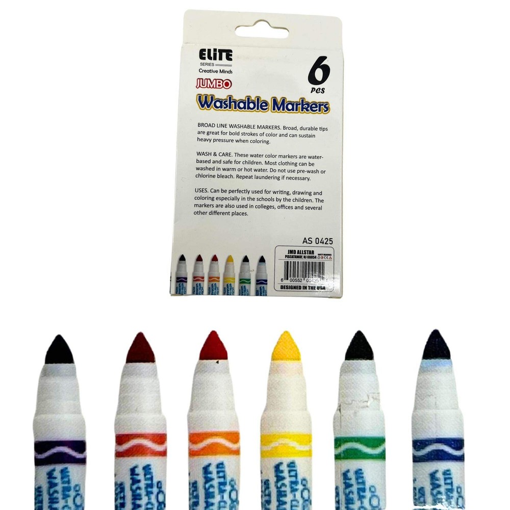 Jumbo Washable Markers: 6 Pack