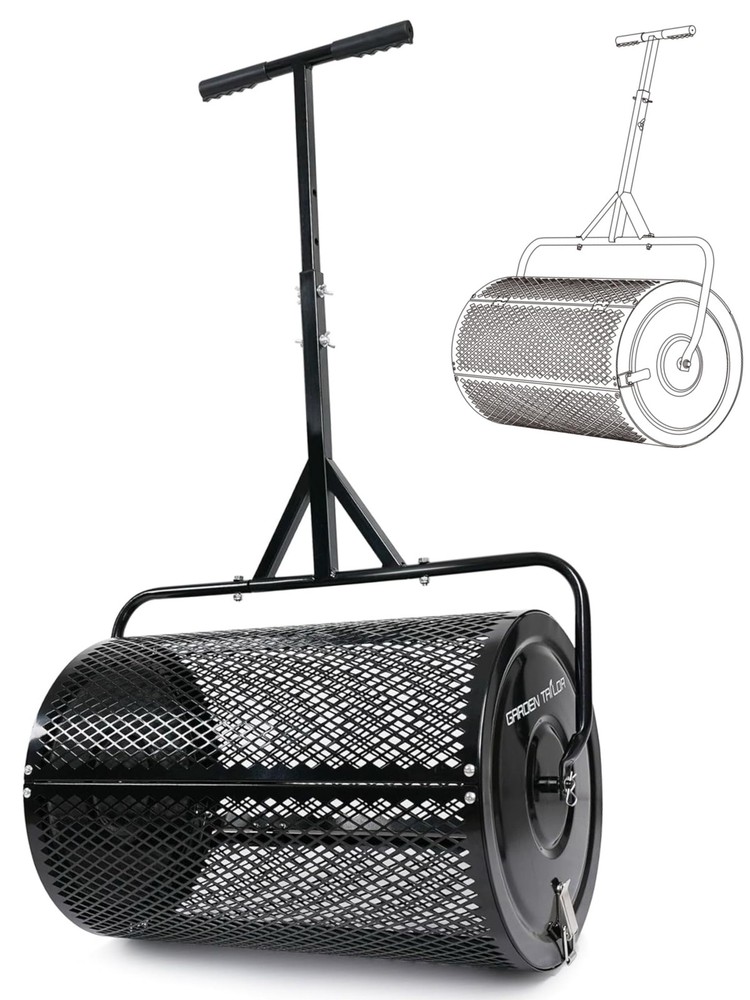 Compost Spreader 30 Inch Peat Moss Spreader with Installation Support Accesso...