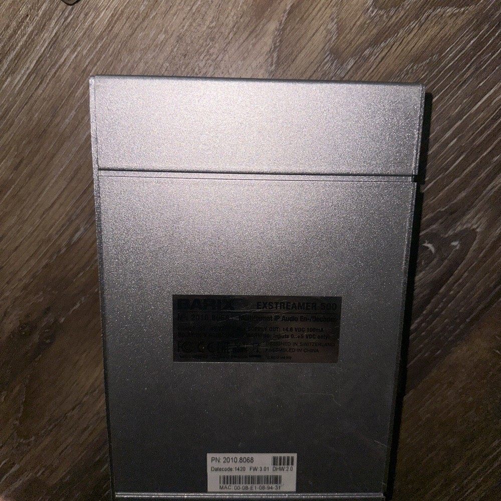 BARIX EXSTREAMER 500 MULTIFORMAT AUDIO NETWORK ENCODER/DECODER