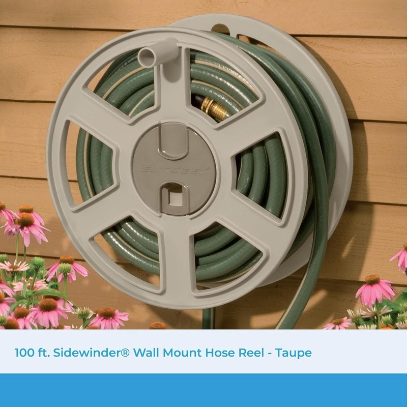 Wall Mounted 100 Ft Garden Hose Reel Space Saving Easy Crank Storage Solution US