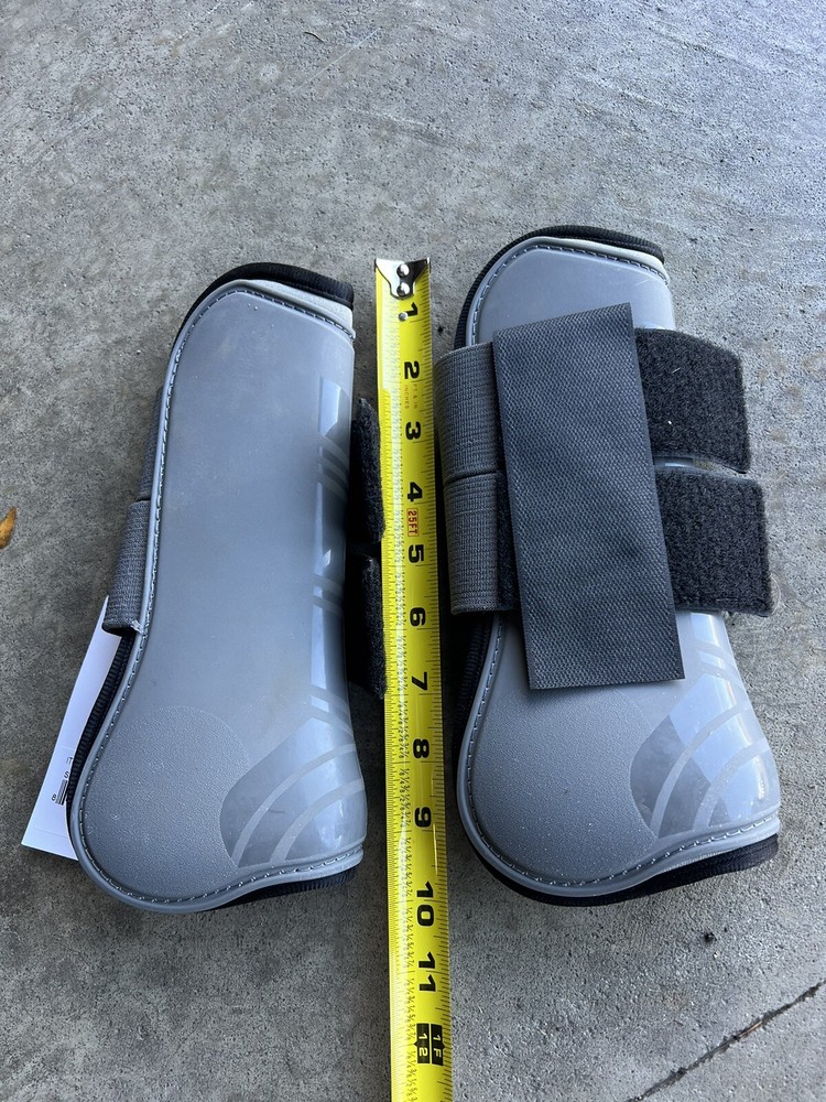 NWT Dover Open Front Tendon Boots, Horse Grey Pair