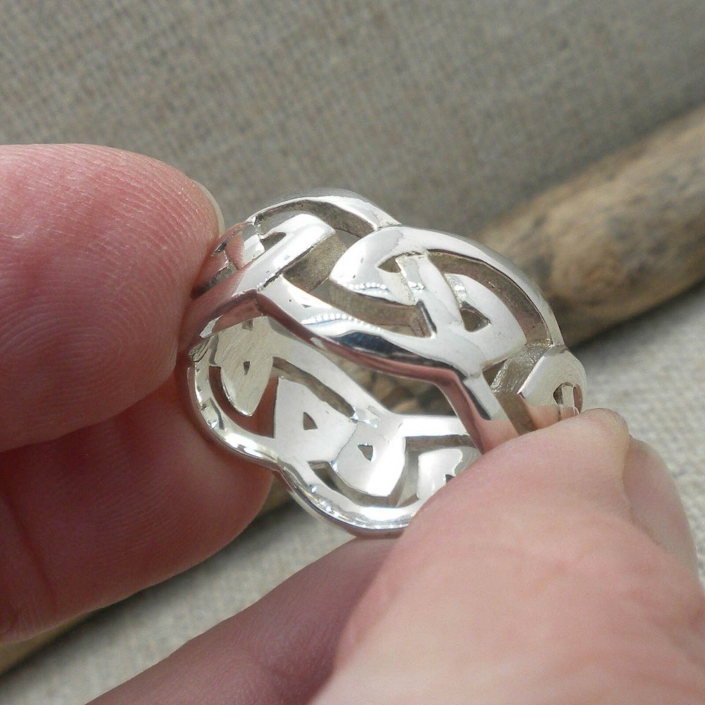9 mm Wide Sterling Silver Celtic Knot Wedding Ring KEITH JACK Size 10.5 Boxed