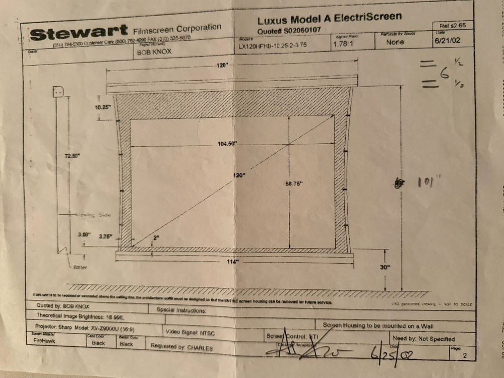 Stewart Luxus Model A Motorized Projection Screen - 120"