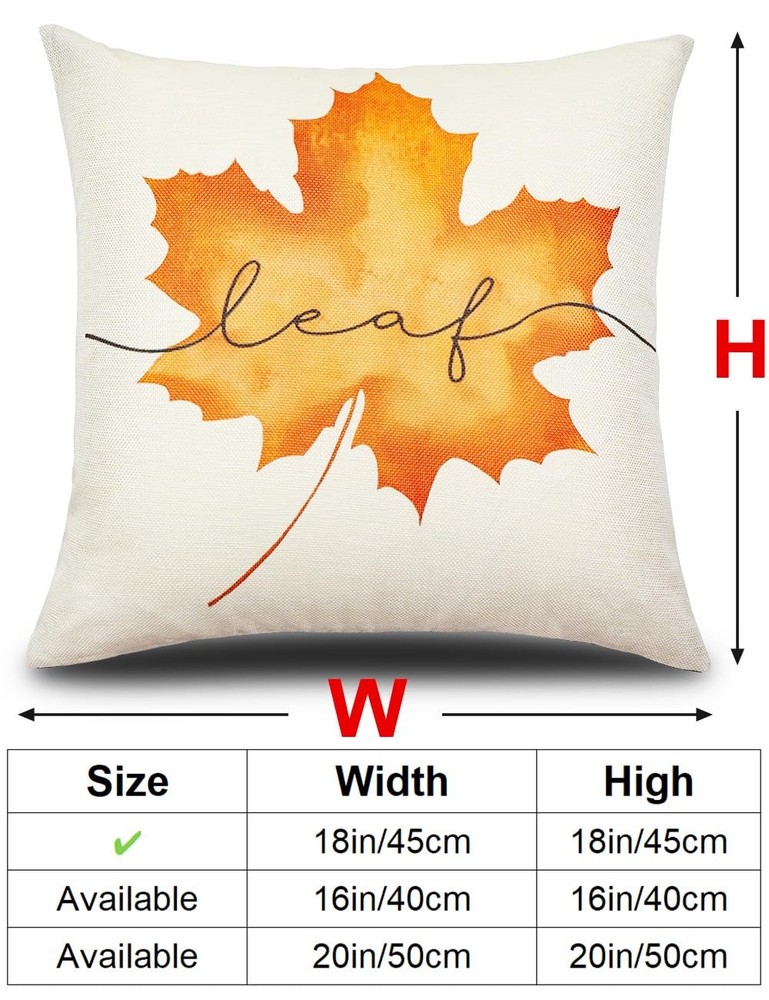Fall Decorations Flowers Pumpkins Maple Leaf Pillow Covers Gift 4PCS 18''x18''