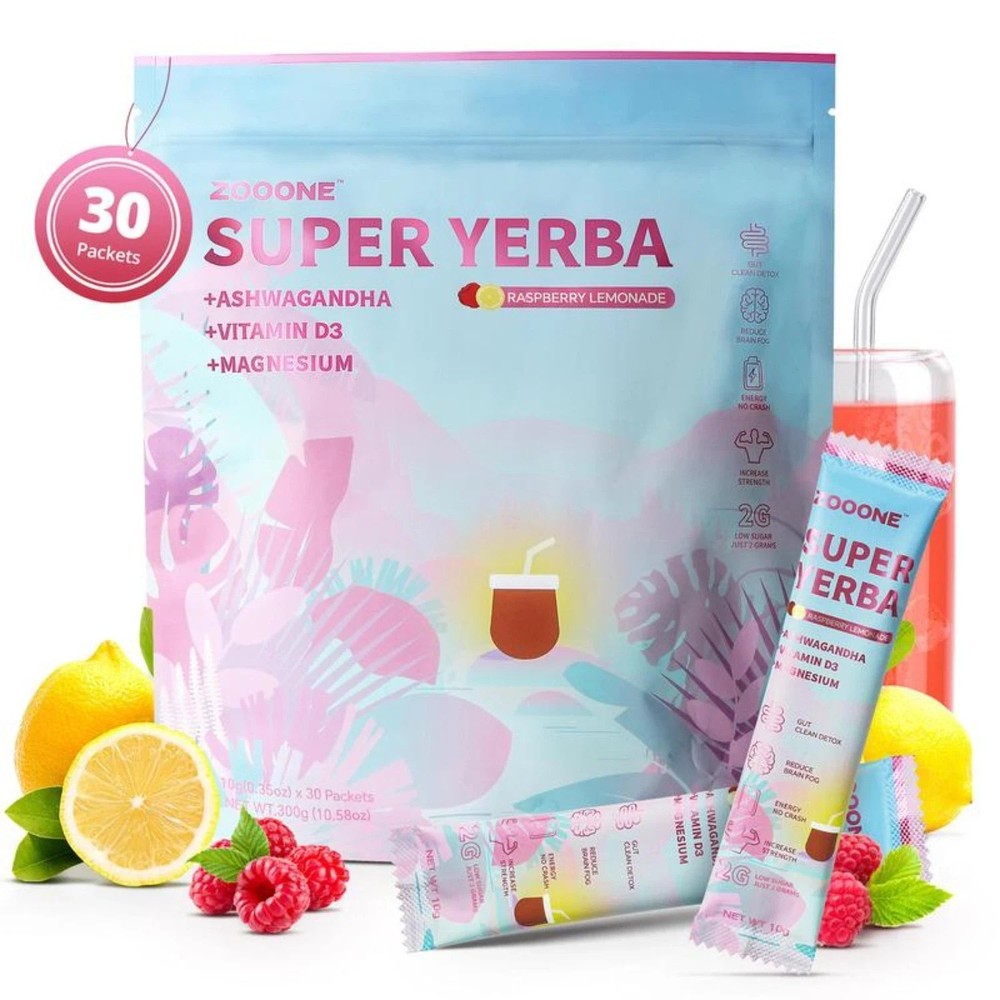 ZOOONE Yerba Instant Drink | Raspberry Lemonade, 30 Servings