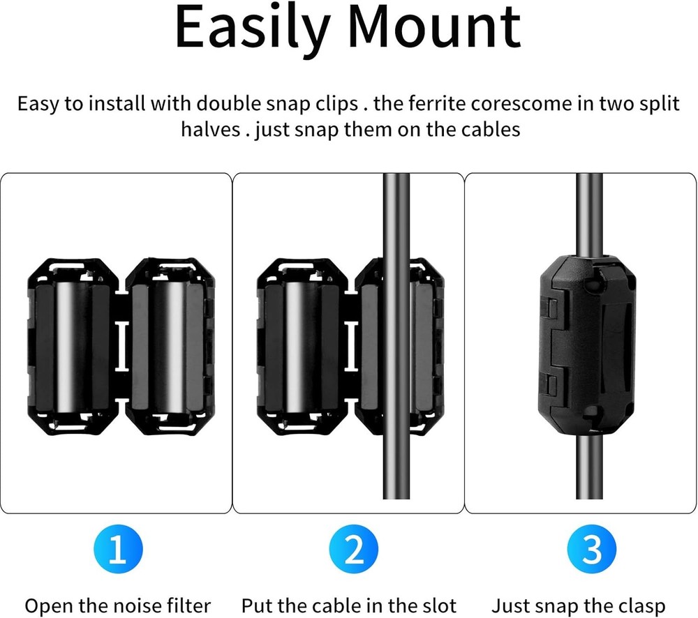 EMI Noise Suppressor, Ferrite Ring Core, 20pk