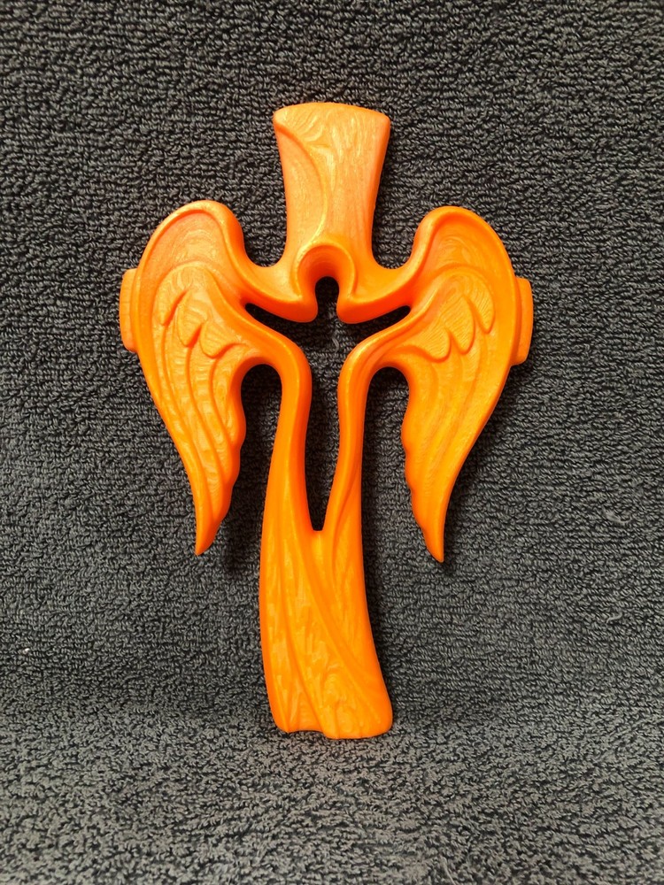 3d Printed Religious Cross Orange (mounting hardware included)