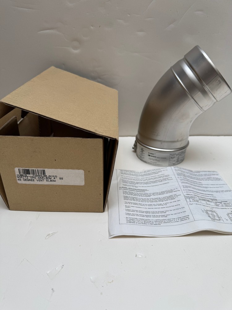 Noritz VP4-45EL 45 Degree  Elbow Vent Pipe - Stainless Steel - 4" Diameter