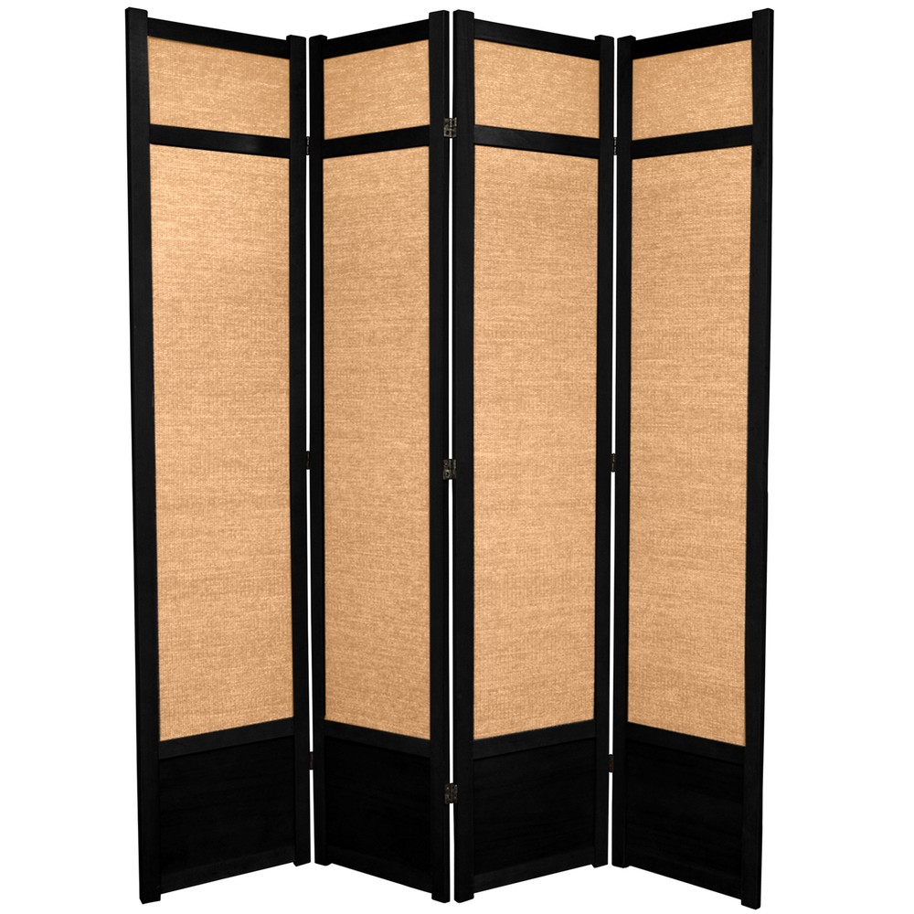7 ft. Tall Jute Shoji Screen - 4 Panel - Black