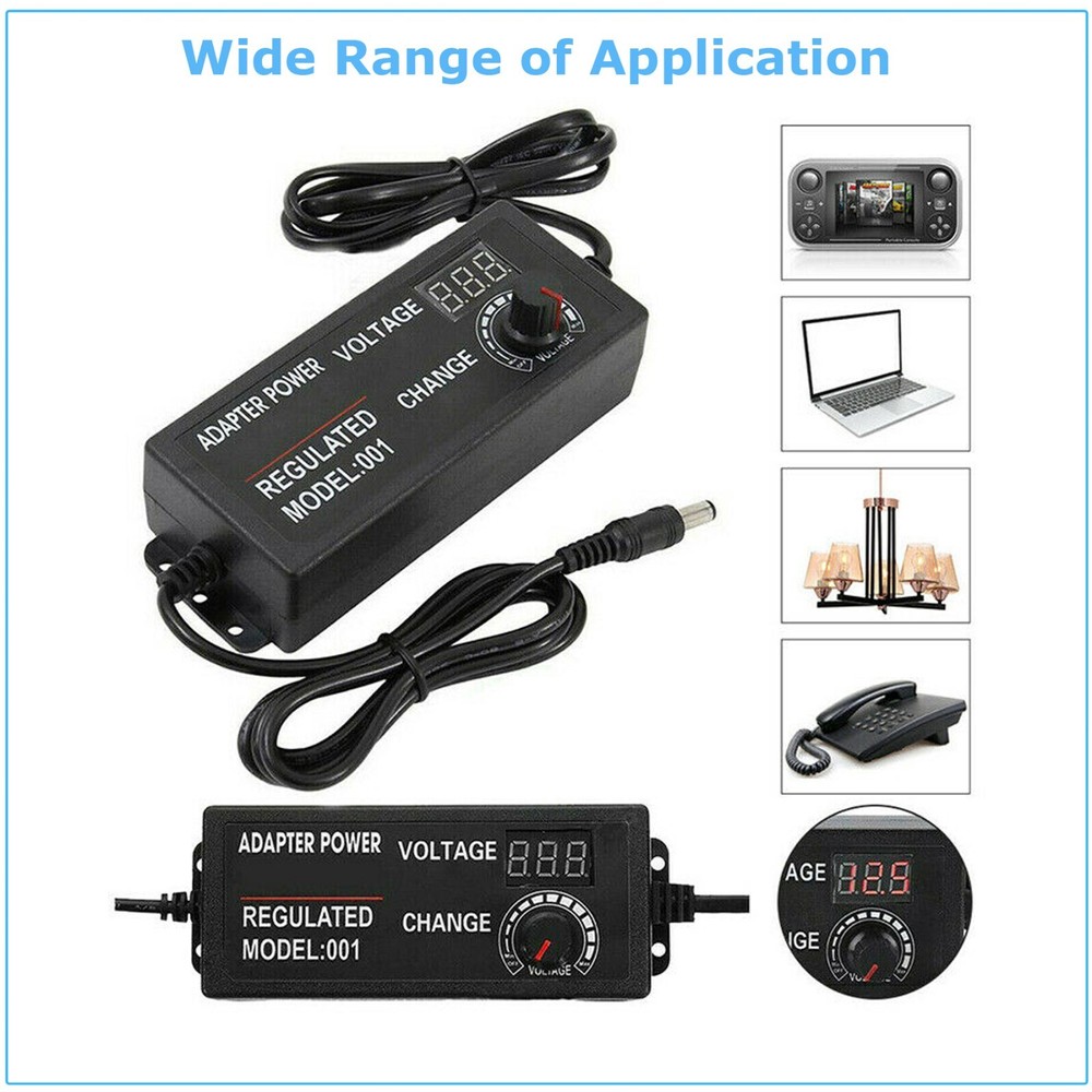 Adjustable AC/DC Power Supply Adapter Charger Variable Voltage 3V-24V Universal
