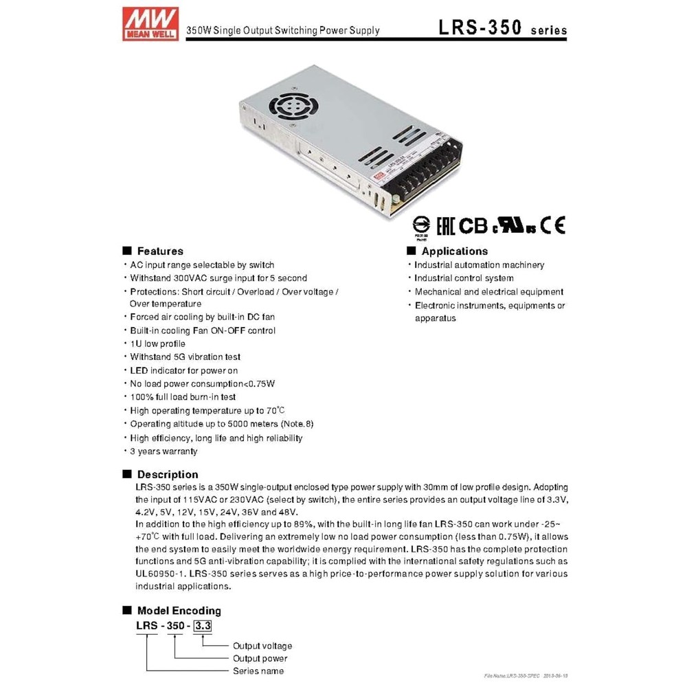 LRS-350-24 Single Output Power Supply